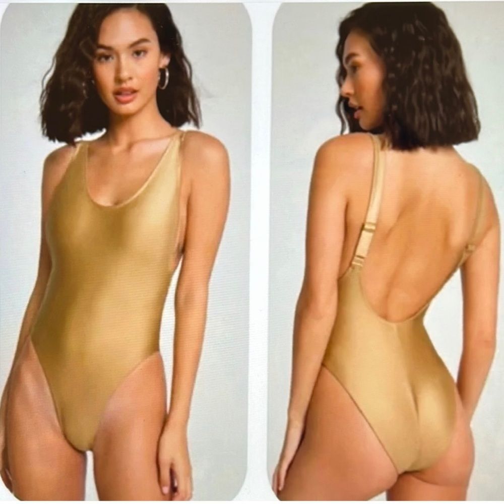 GOOD AMERICAN HIGH CUT ONE piece swimsuit 
GOLD BRONZE 4XL